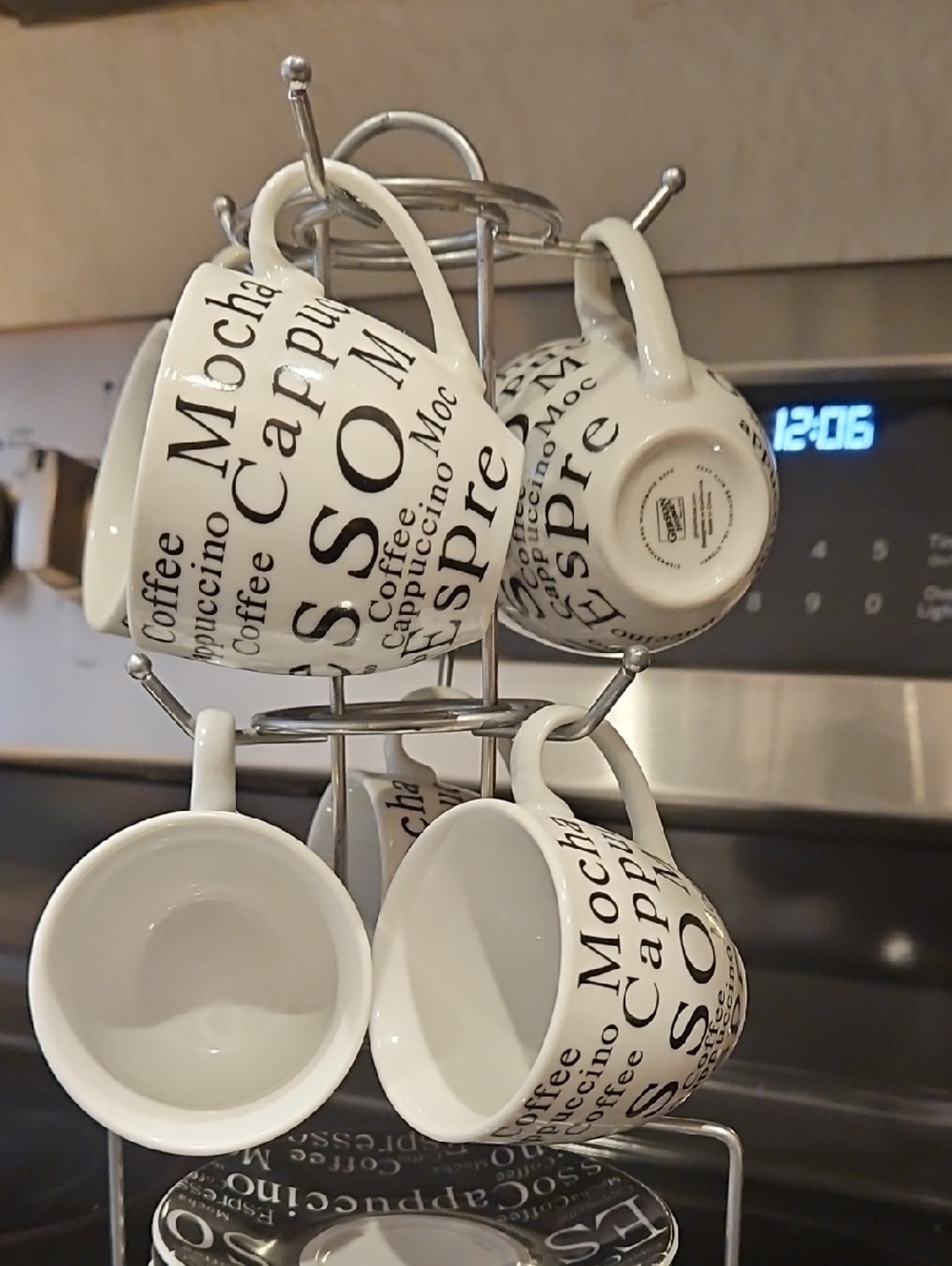 Unbranded White Ceramic Coffee Mug Set with Black Typography